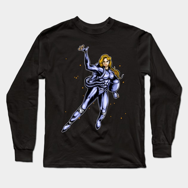 Illustration Vector Graphic Woman Astronaut Long Sleeve T-Shirt by Invectus Studio Store